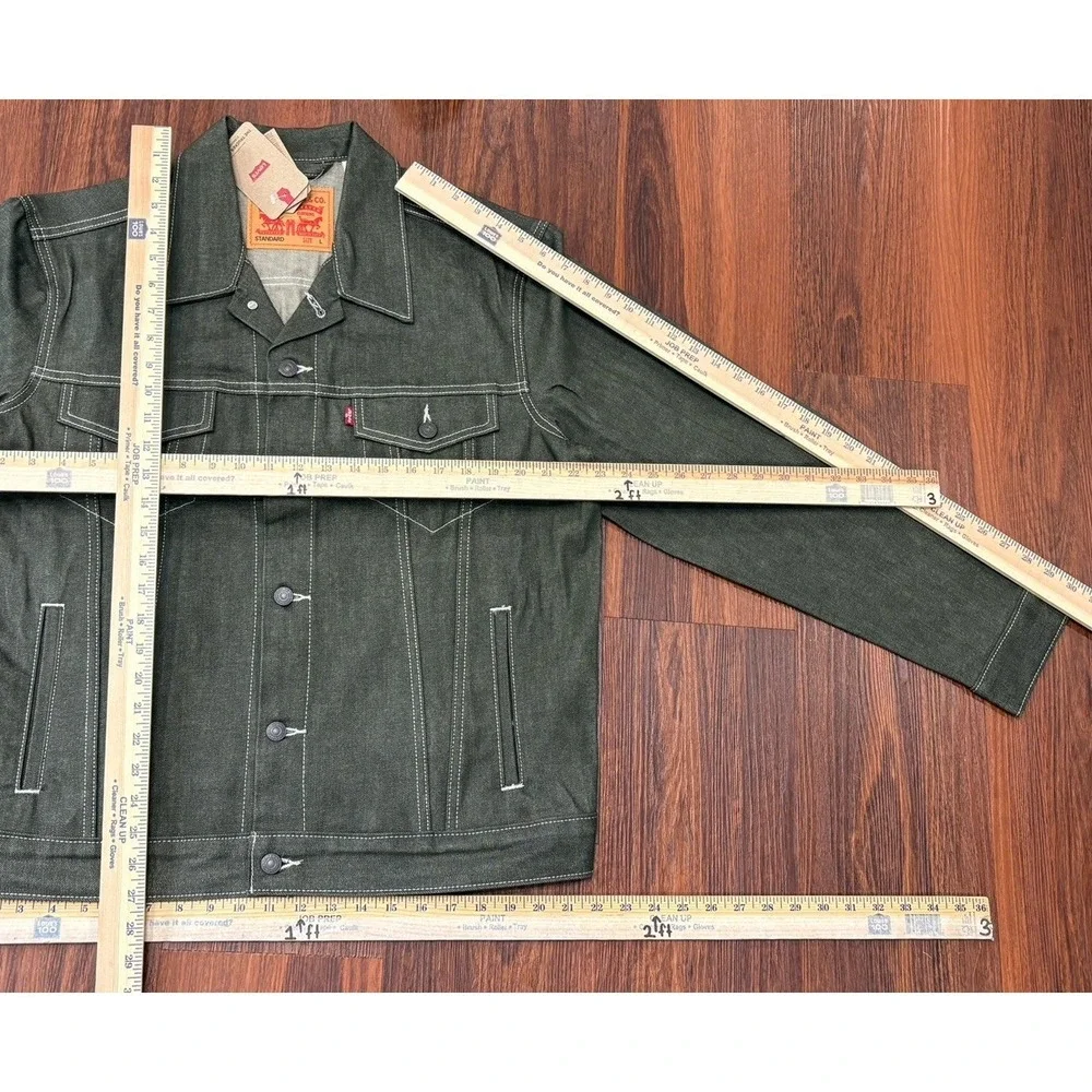 Levi's Denim Trucker Jacket Mens Size Large Dark Green Rigid New With Tags